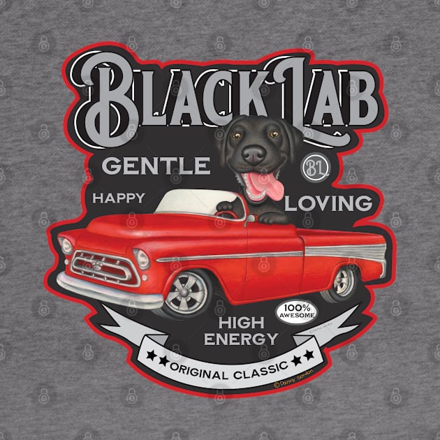 Cute Vintage Classic Funny Black Lab by Danny Gordon Art